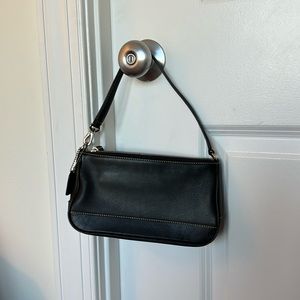 Coach black leather shoulder bag